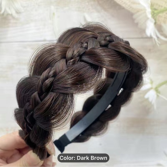 Other - 1pc non slip wide brimmed braid wig new cut hair hoop Dark brown